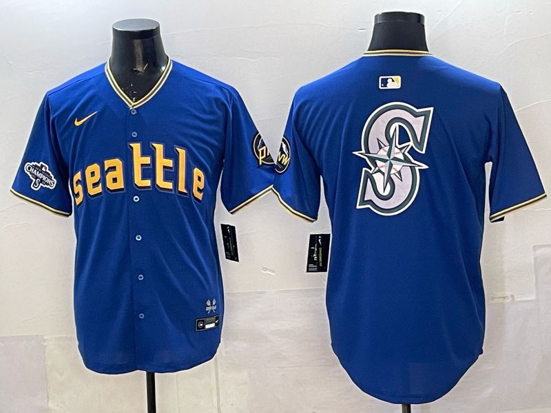Men 2025 Seattle Mariners Blank Blue City Edition Nike MLB Jersey 34->seattle mariners->MLB Jersey